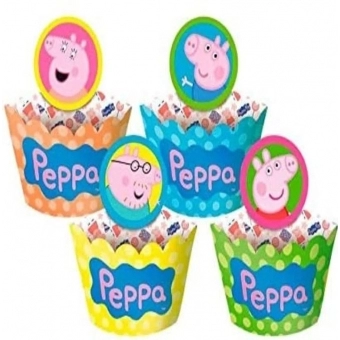 Cupcake Wrapper com Enfeite Peppa Pig c/12 Regina Festas