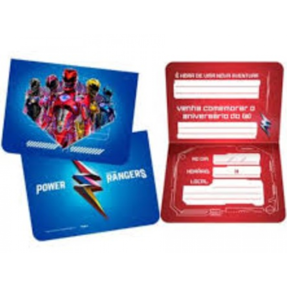 Convite Power Rangers c/8 Regina Festas - Outlet