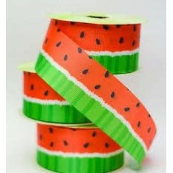 Fita de Gorgurão Estampada Melancia 15mm c/10m Fita Papel