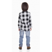 Camisa Junina Infantil Flanela Xadrez Preta - Fantasias Juninas