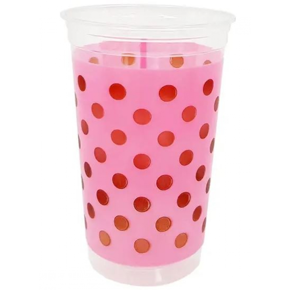 Copo Mania Poá Rosa e Marrom 300ml c/30 Prafesta - Descartáveis