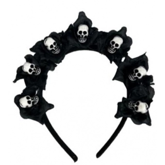 Tiara Halloween Caveiras e Flores