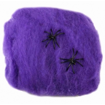 Teia de Aranha Roxa Halloween 20g Com 2 Aranhas