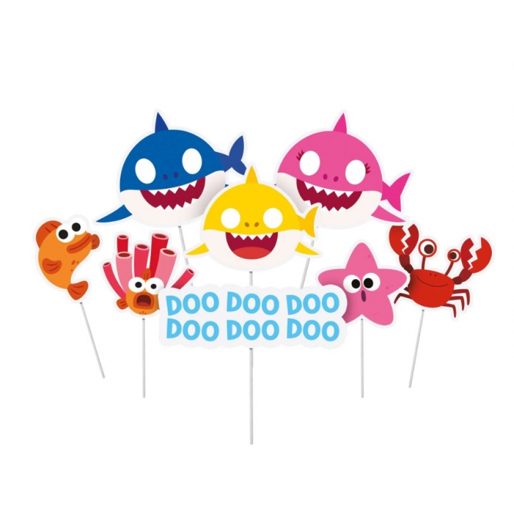Plaquinhas Divertidas Baby Shark c/8 Cromus - Temas Infantis