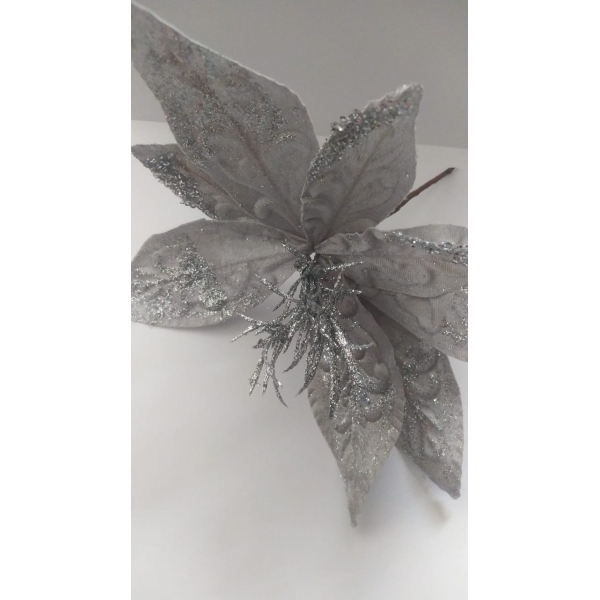 Enfeite Natalino Flor Veludo Com Glitter - Natal