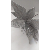 Enfeite Natalino Flor Veludo Com Glitter - Natal