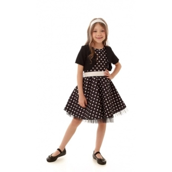 Fantasia Anos 60 Vestido Bolinhas c/ Bolero Infantil Muvilê