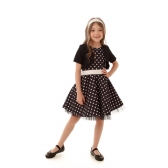Fantasia Anos 60 Vestido Bolinhas c/ Bolero Infantil Muvilê - Fantasias Infantis