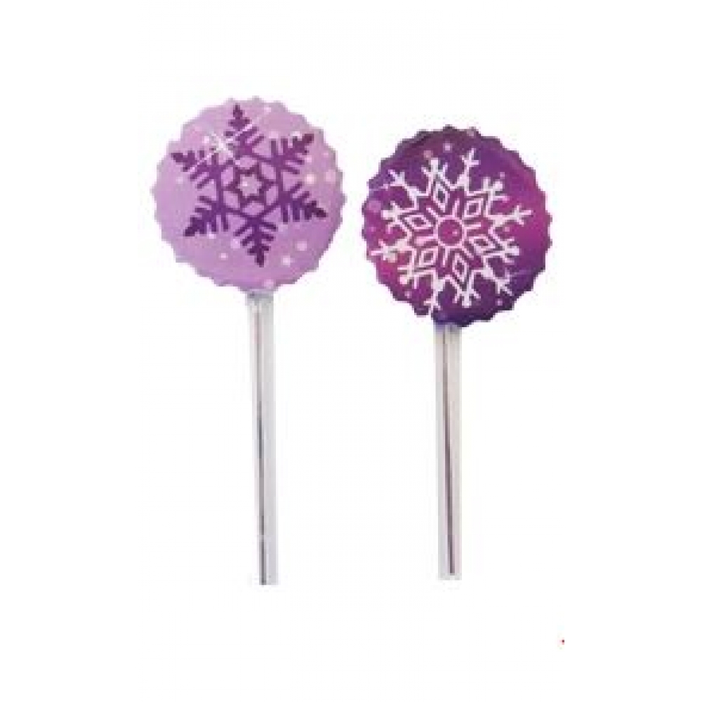 Pick Para Doces Flocos de Neve Lilás c/24 Glacê - Temas Infantis