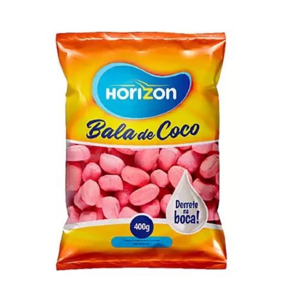 Bala de Coco Tutti Frutti Rosa 400g Horizon - Doces