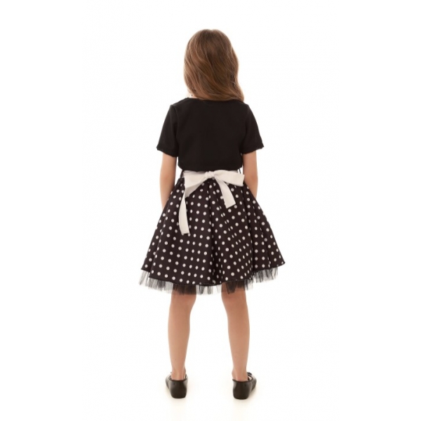 Fantasia Anos 60 Vestido Bolinhas c/ Bolero Infantil Muvilê - Fantasias Infantis