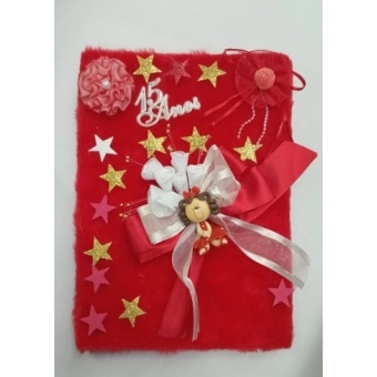 Caderno de Assinaturas Debutante Vermelho Modelo 1 Grande