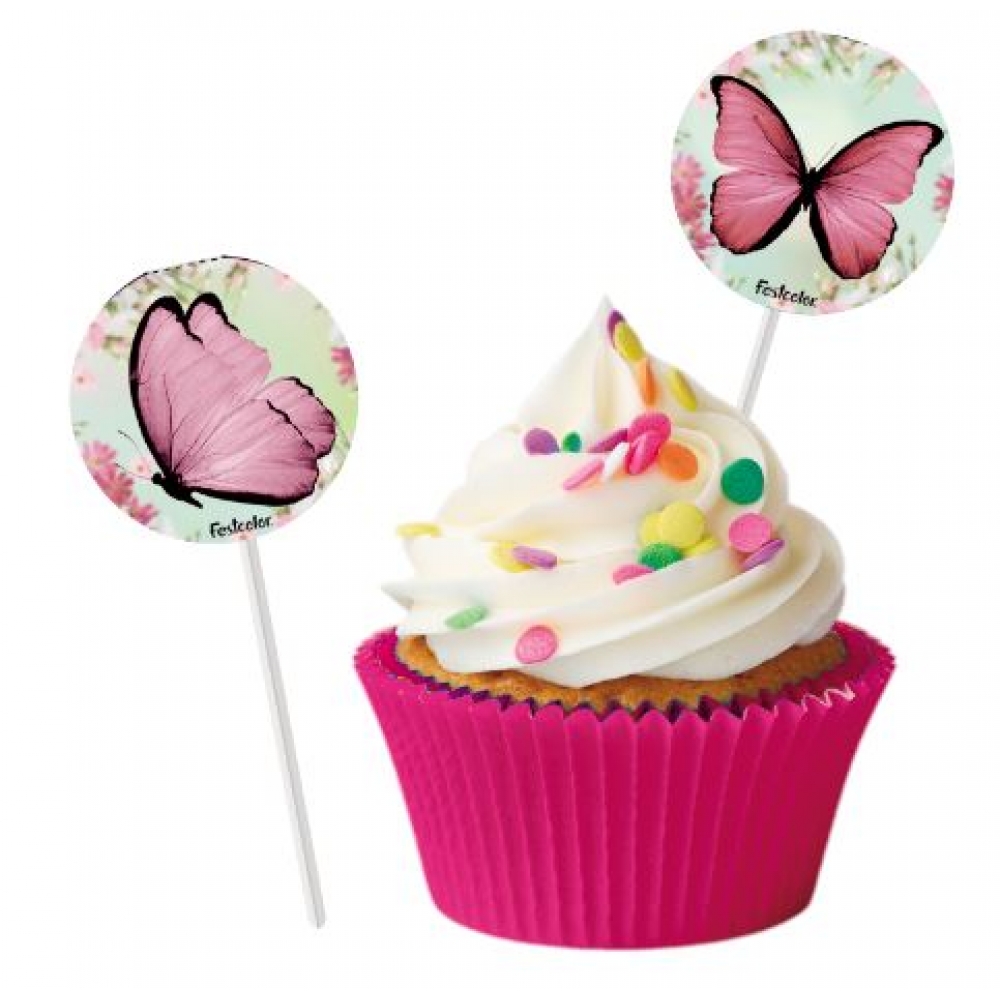 Bandeirinha Para Doces Jardim das Borboletas c/8 Festcolor - Temas Infantis