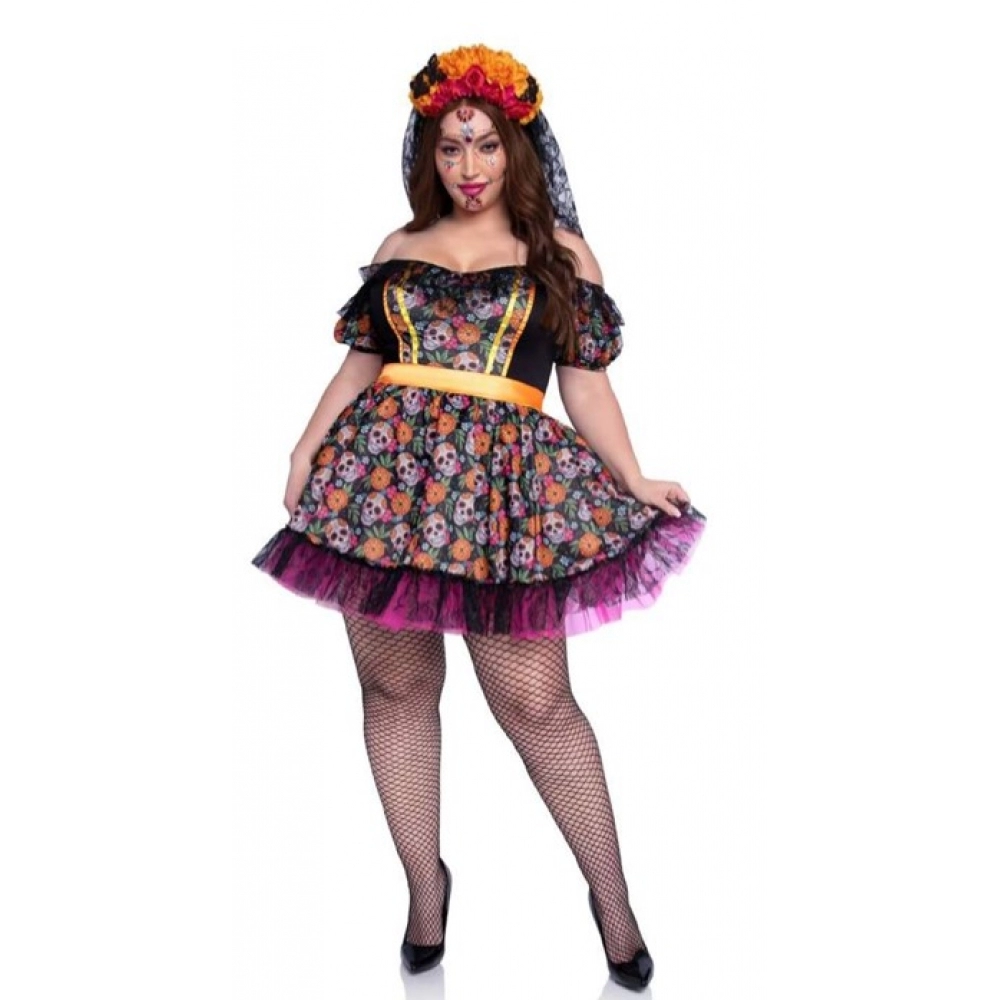 Fantasia Halloween Mexicana Catrina Plus Size Masquerade - Fantasias Adultos