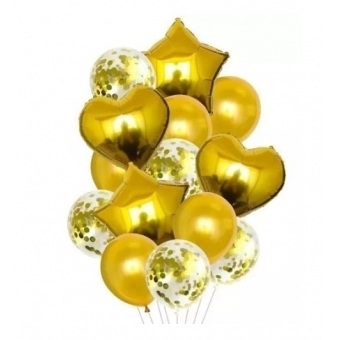 Kit Buquê Balão Dourado c/14