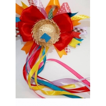 Laço Junino Mini Chapéu Bandeirinhas
