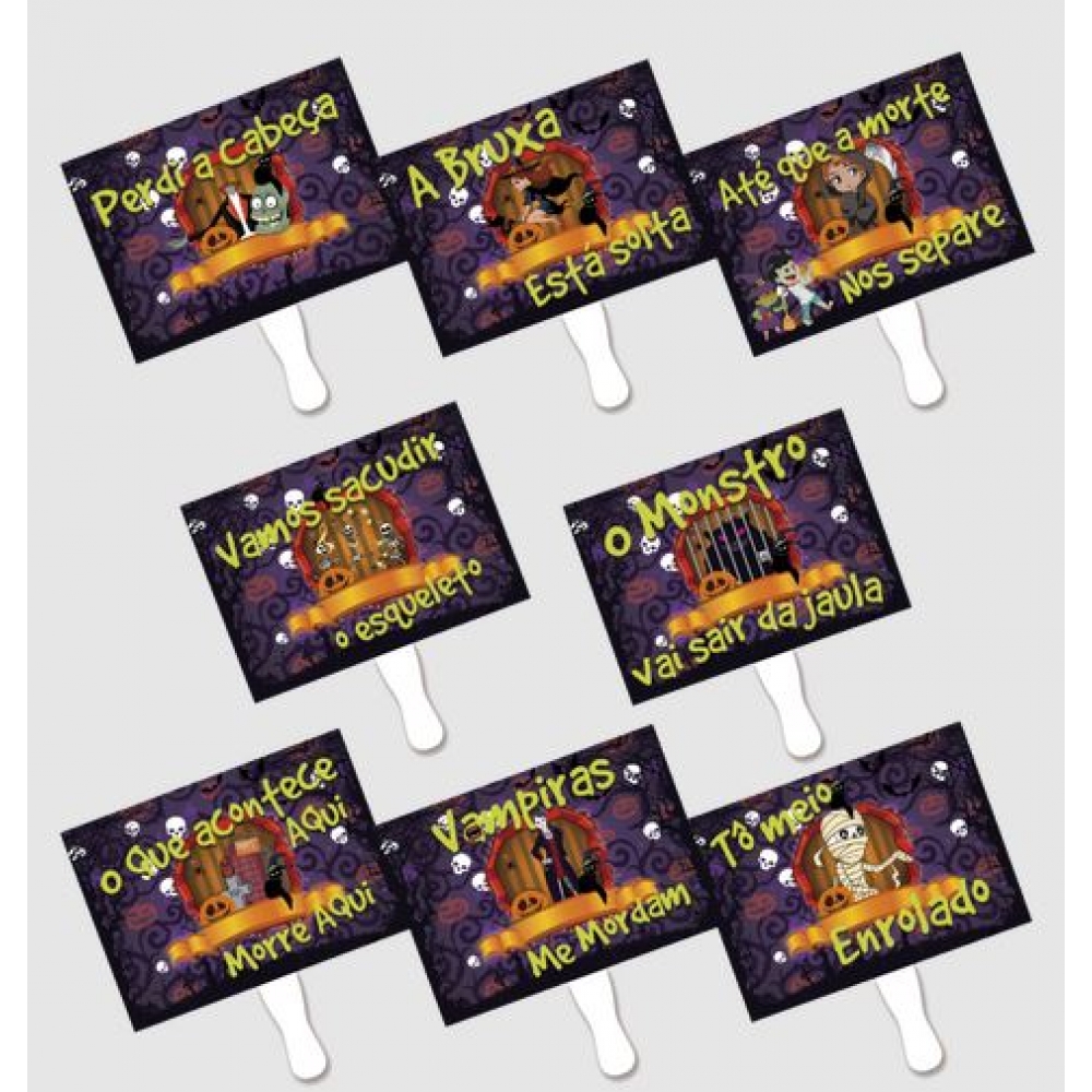 Kit Placas Halloween com Haste c/8 Kid Art - Halloween