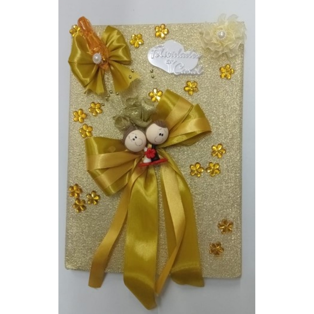 Caderno de Assinaturas de Casamento Dourado Modelo 1 Grande - Casamento
