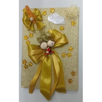 Caderno de Assinaturas de Casamento Dourado Modelo 1 Grande