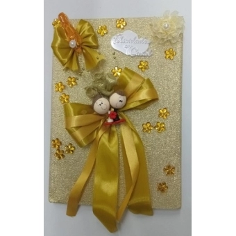 Caderno de Assinaturas de Casamento Dourado Modelo 1 Grande