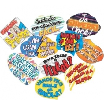 Plaquinhas Divertidas Frases 3 c/10 Festa Maluca
