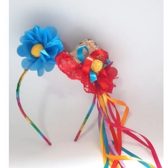 Tiara Junina Mini Chapéu com Flor