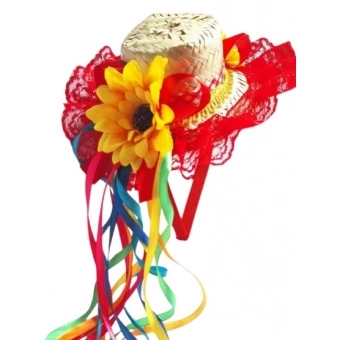 Tiara Junina Chapéu Boneca Girassol