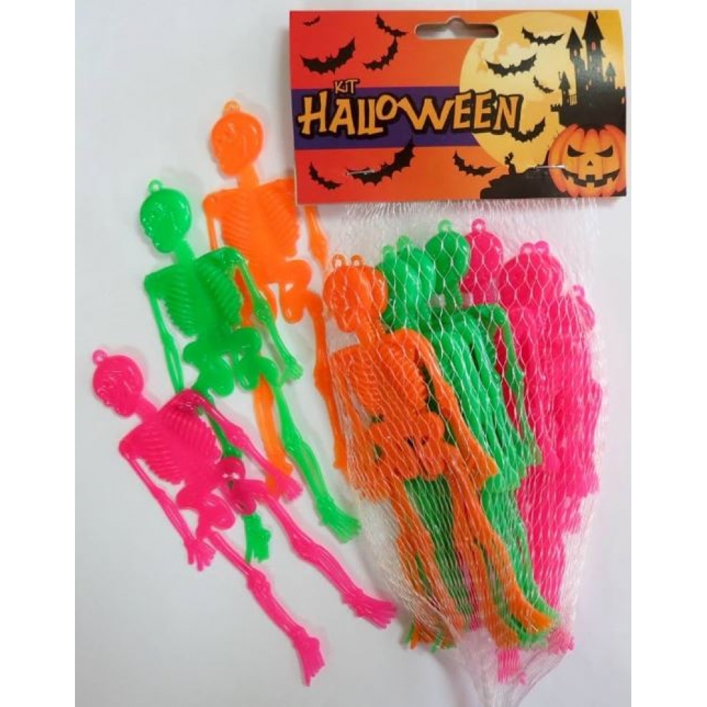 Kit Halloween Mini Esqueleto Fluorescente c/12 Gala - Halloween
