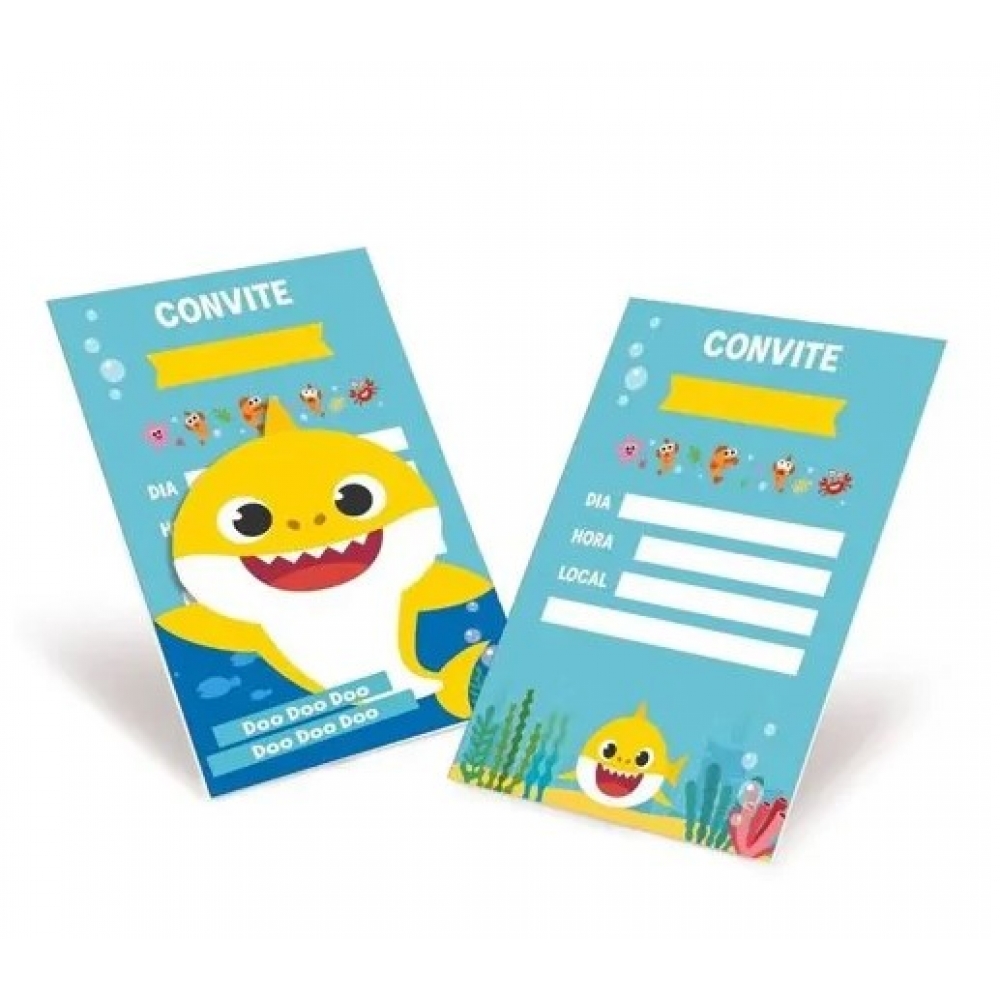 Convite Baby Shark c/8 Cromus - Temas Infantis
