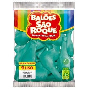 Balão 9 Liso Verde Hortelã c/50 São Roque