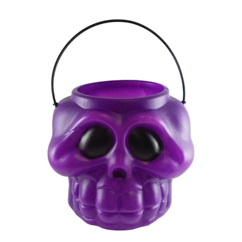 Balde Grande Cabeça de Esqueleto Roxa Gala - Halloween