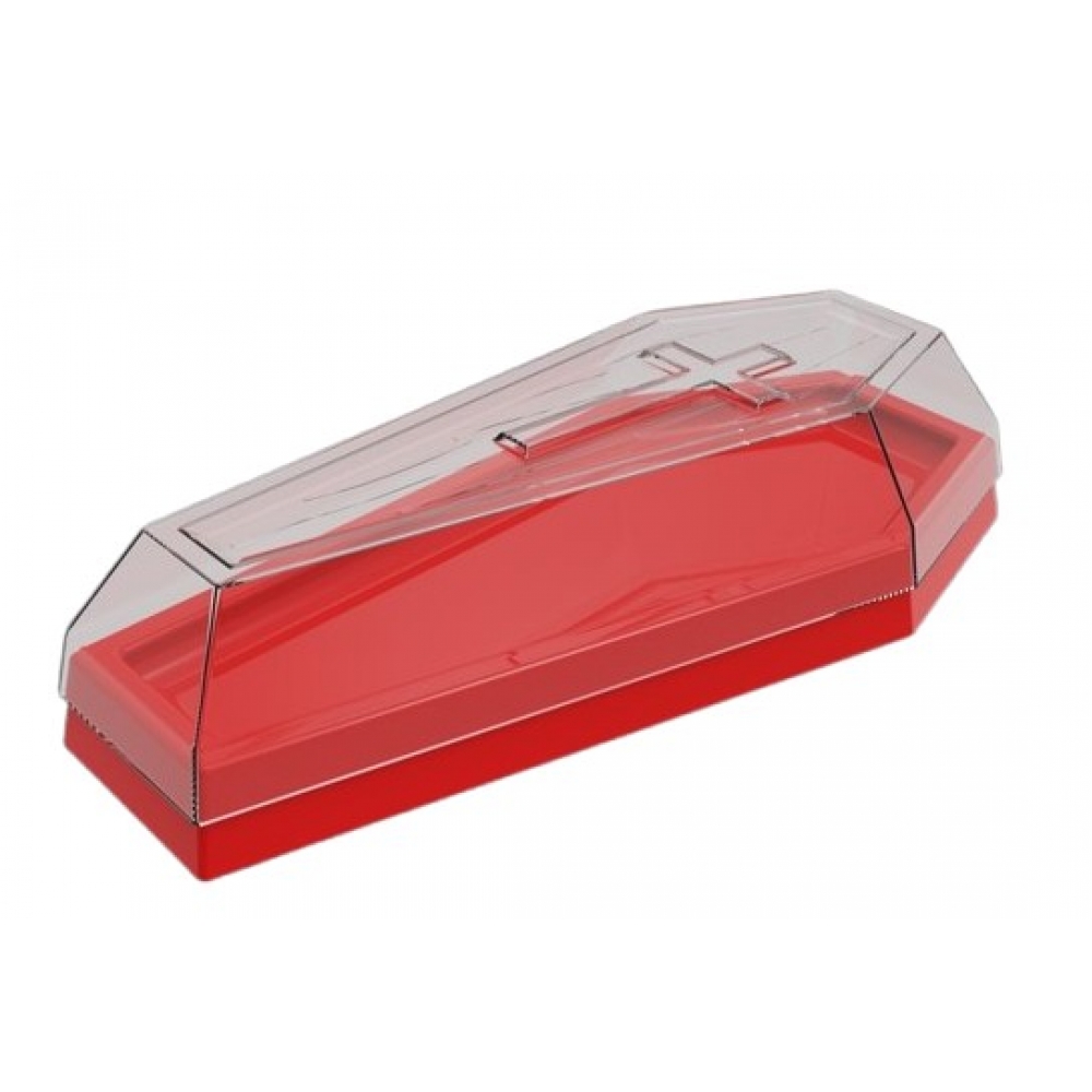 Caixão Halloween Acrílico Vermelho com Tampa Produfest - Halloween