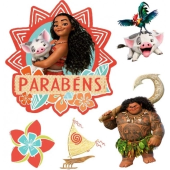 Decoração de Bolo Moana c/6 Regina Festas