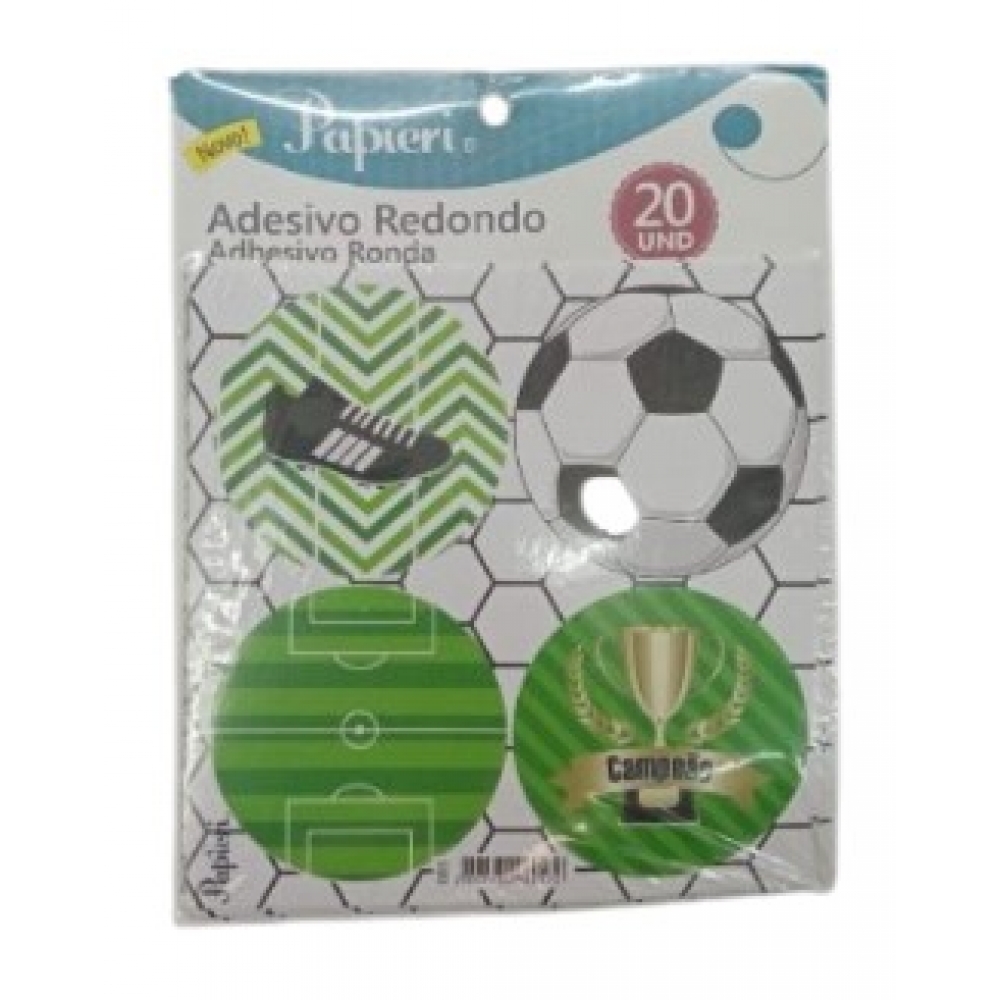 Adesivo Redondo Futebol c/20 Papieri - Temas Variados