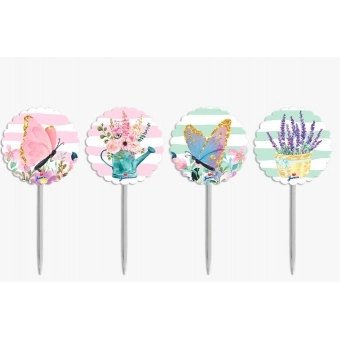 Topper Para Doces e Salgados Jardim Encantado Novo c/8 Junco