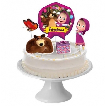 Decoração de Bolo Masha e o Urso Clássica c/5 Regina Festas
