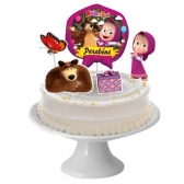 Decoração de Bolo Masha e o Urso Clássica c/5 Regina Festas - Temas Infantis