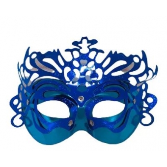 Máscara Veneza Metálica Glitter Azul