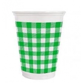 Copo Plástico 200ml Xadrez Verde c/25 Kaixote - Descartáveis