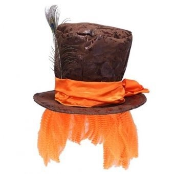 Cartola Chapeleiro Maluco Com Peruca Laranja