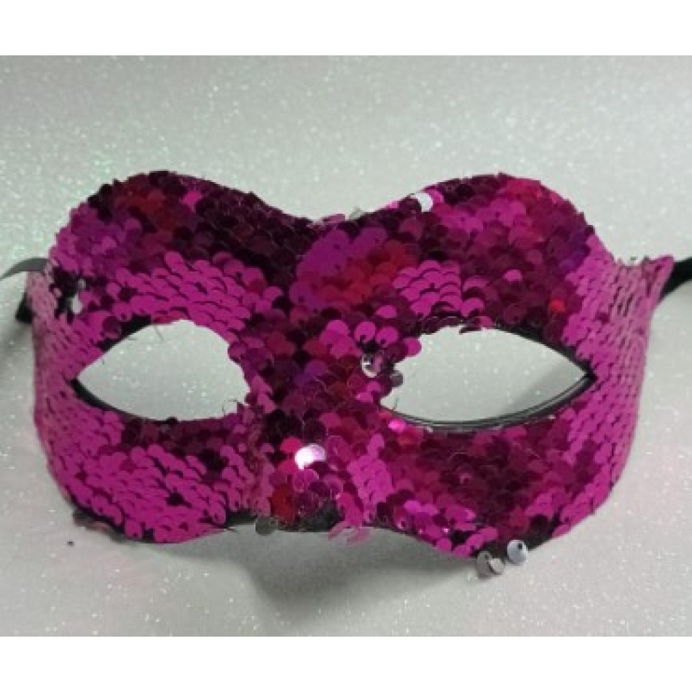 Máscara Veneza Paetê Prata e Pink - Máscaras
