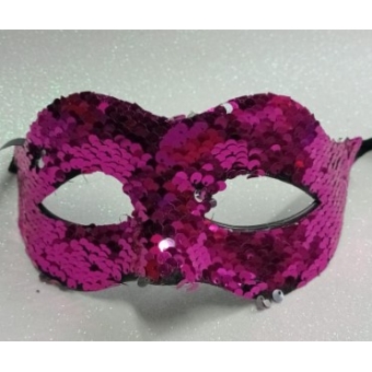 Máscara Veneza Paetê Prata e Pink