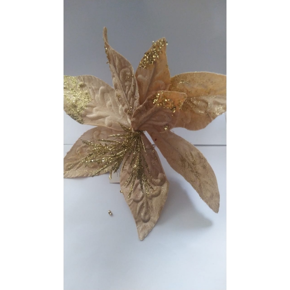 Enfeite Natalino Flor Veludo Com Glitter - Natal