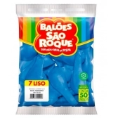 Balão 7 Liso Azul Turquesa c/50 São Roque - São Roque