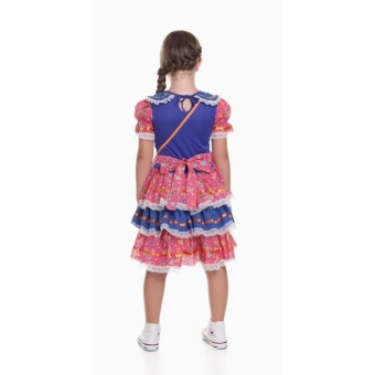 Vestido Junino Infantil Fogueira c/ Bolsa