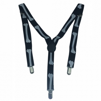 Suspensório Ajustável Adulto Estampado Halloween Esqueleto