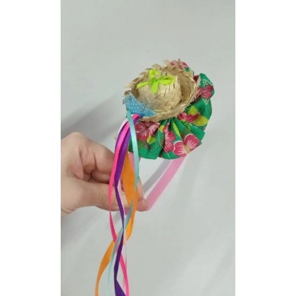 Tiara Junina Mini Chapéu Com Chita - Festa Junina