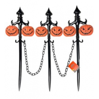 Decoração Cerca Abóbora Halloween c/3