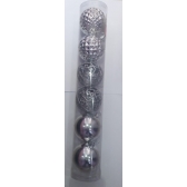 Enfeite Bola Natalina Craquelada/ Lisa/ Glitter Prata 8cm c/6 - Natal