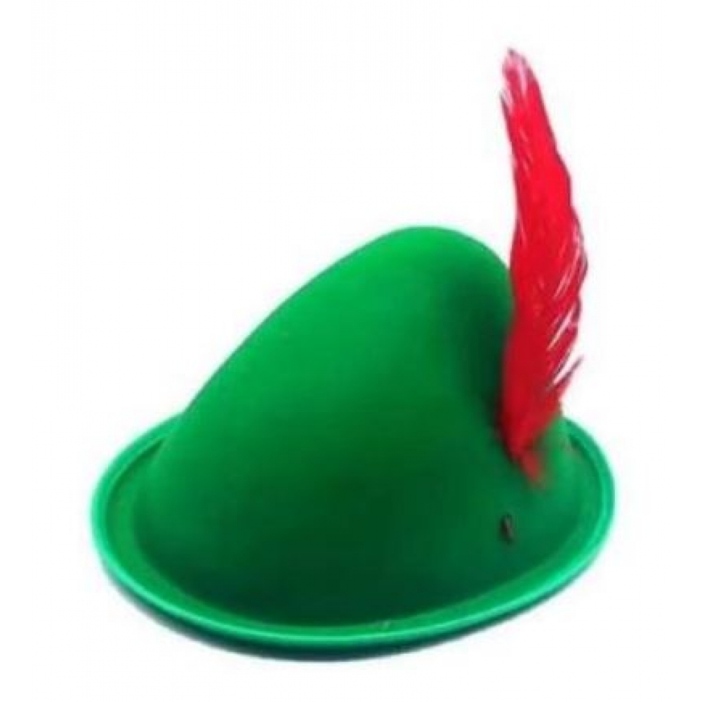 Chapéu Alemão Verde com Pluma Vermelha - Acessórios para fantasia